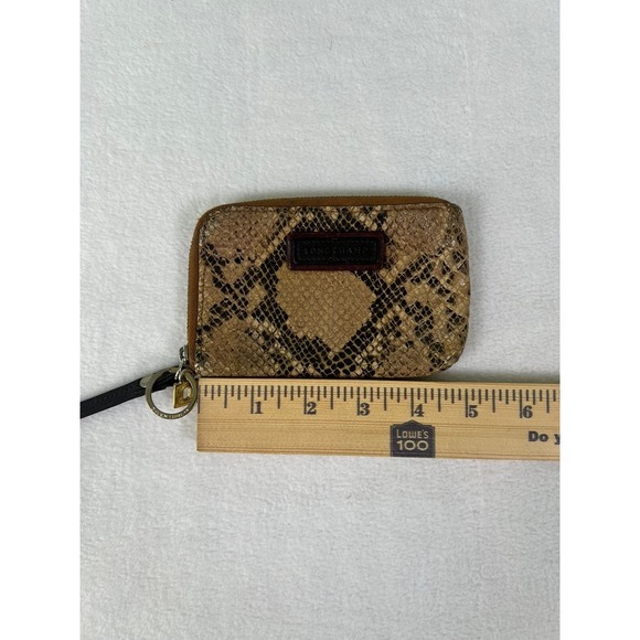 Longchamp Handbags - VTG Longchamp Coin Purse Brown Good Snakeskin Embossed Leather Zip Quiet Luxury